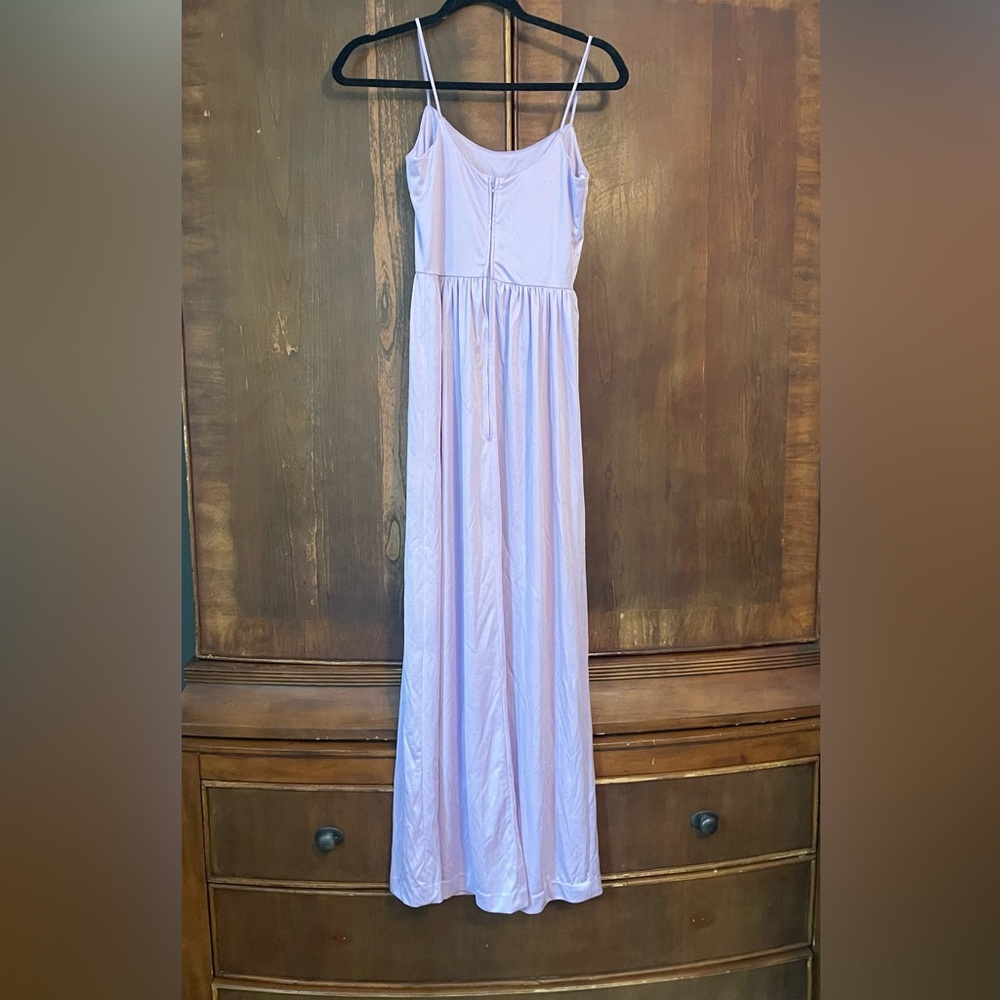 Vintage 70s pastel lavender dress with lace overshirt - Picture 7 of 10
